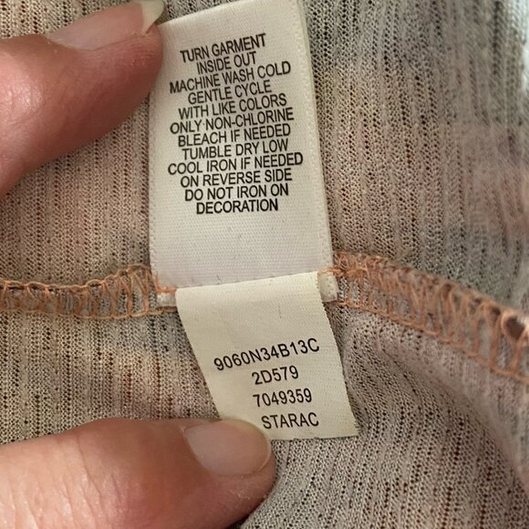 One World Womens Tunic Top Sz L Orange Brown Boho Open Crochet V-neck Fall L/S - Picture 12 of 12